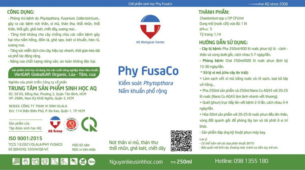 Thuốc đặc trị nấm và vi khuẩn Phy FusaCo phòng trị bệnh ở cây