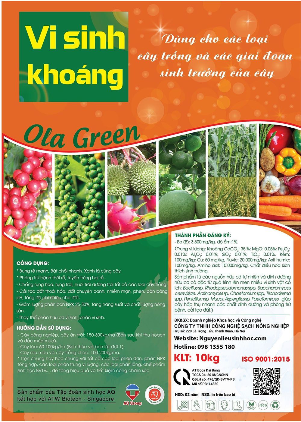 Phân bón dinh dưỡng cho cây hữu cơ vi sinh khoáng Ola Green