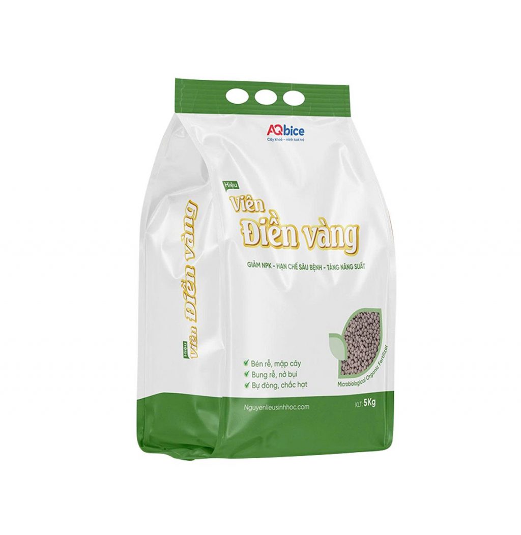Phân bón vi sinh dạng viên Viên Điền Vàng xanh lá, lớn trái